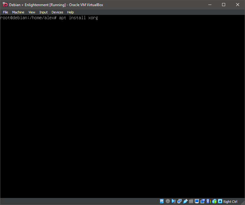 Running 'apt install xorg'